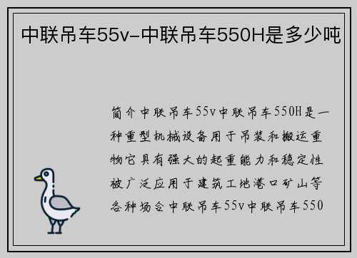 中联吊车55v-中联吊车550H是多少吨